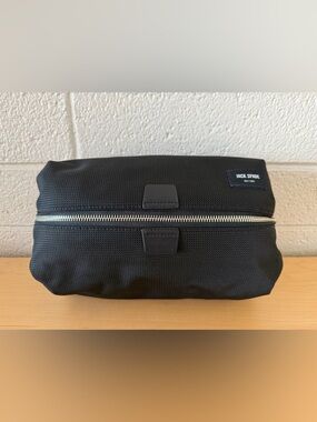 Jack Spade Black Nylon Twill Leather Carryall Dopp Kit Toiletry Bag Case
